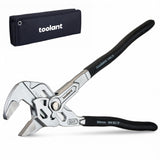 toolant 10-Inch Chrome Plated Pliers Wrench, CR-V Adjustable Wrench with Anti-Rust Coating, Smooth Parallel Jaws, Comfort Grip and Storage Pouch for Home Repair, Plumbing, Nuts, Water Pipes