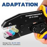 haisstronica Crimping Tool For Heat Shrink Connectors-AWG 26-10 Ratchet Wire Terminal Crimper-Ratcheting Crimper Tools-Available For Insulated Nylon Connectors and Electrical Wire Connectors HS-8327