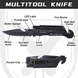 Gifts for Him Men, Christmas Stocking Stuffers, Anniversary Birthday Gifts for Him Boyfriend Husband, Engraved Pocket Knife, Camping Hiking Multitool Knife, 7 in 1 Folding Knives with LED Light