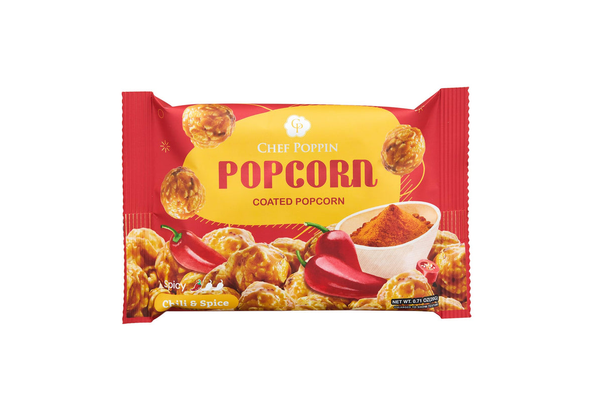 CHEF POPPIN Gourmet Flavored Popcorn, Non-GMO, Chili & Spice, 20g, 6 Pack, .71 oz each