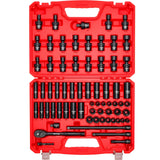 VEVOR Impact Socket Set 3/8" Drive, 67 PCS, CR-MO Swivel Sockets, SAE 5/16"-3/4" & Metric 8-19mm, 6 Point Shallow & Deep, Ratchet Handle, Extension Bars, Adapters, Universal Joint