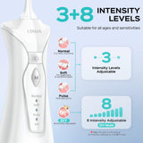 COSLUS Water Dental Flosser Pick for Teeth: 4 Modes Cordless Portable 300ML Larger Tank Water Teeth Cleaner IPX7 Waterproof Flossing Cleaning Picks for Home Travel White C30(FC5360)