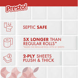Amazon Brand - Presto! 2-Ply Ultra-Strong Toilet Paper, 24 Mega Rolls Toilet Paper = 120 regular rolls, 308 Sheet (Pack of 24), Unscented
