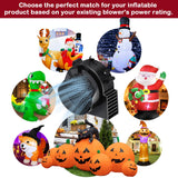 Air Blower Fan for Inflatables, 12V 1.5A Mini Airup Replacement Blower Fan with 2.0A Adapter and 5 LEDs Bulbs Light for Halloween and Christmas Inflatables (IP68 Waterproof, 3200RPM, 5.0 * 5.0'')
