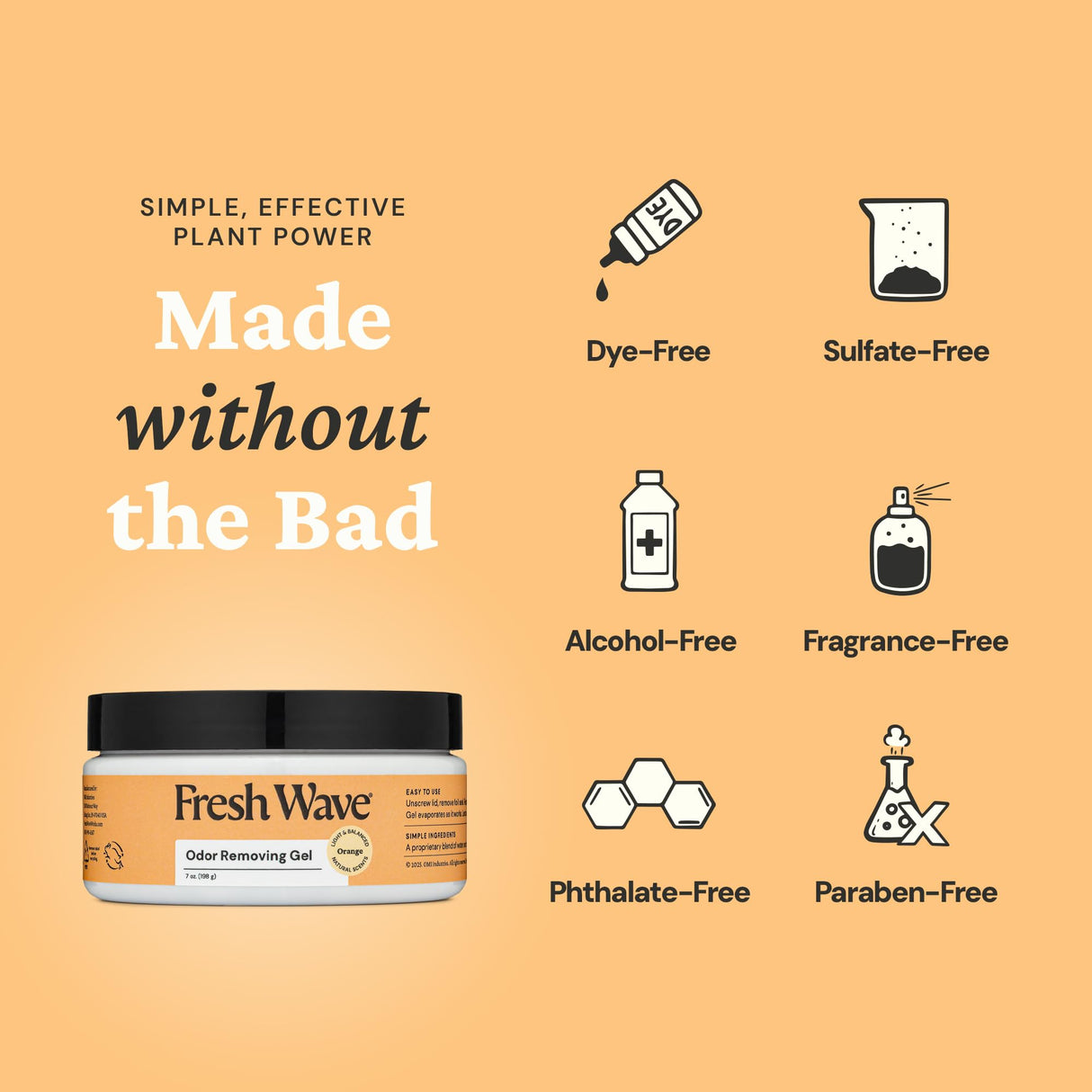 Fresh Wave Orange Odor Removing Gel, 7 oz., Pack of 3