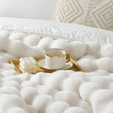Touchat Luxury 1000GSM Faux Rabbit Fur Throw Blanket, Super Heavy Warm Cozy Blankets for Couch Bed Sofa, Bubble Plush Fuzzy Elegant Soft Mink Blanket for Mom Living Room Bedroom, Cream White