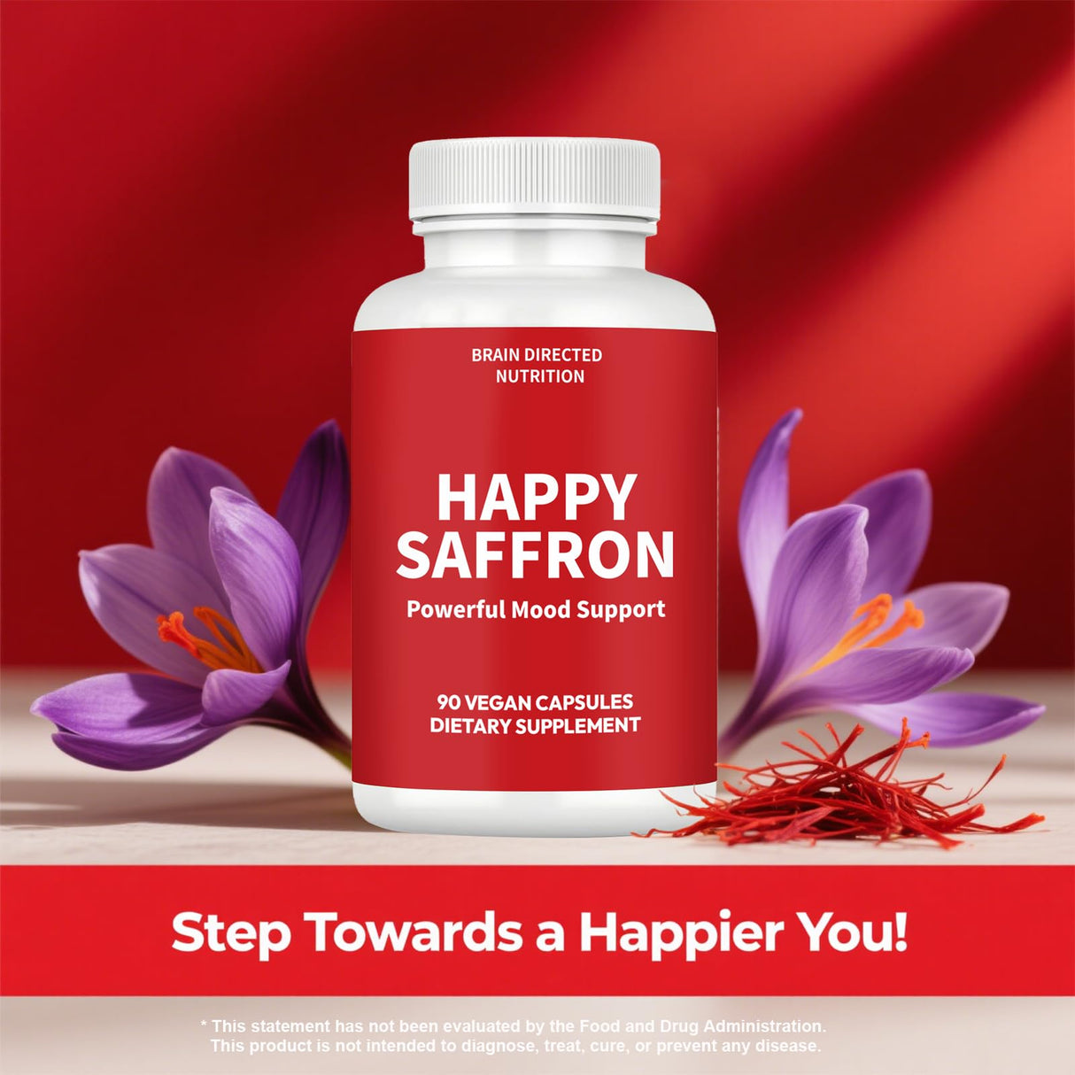 Lumilean Happy Saffron Supplements, Optimized Organic Saffron Extract, Curcumin & Zinc, Vegan Gluten Free Non-GMO Capsules May Support Mood, Focus, Vision, Eye Health for Women & Men 90 Capsules