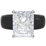 Rinfit Silicone Ring with Stone, Emerald Cut CZ - Blck/Sil, Size 7