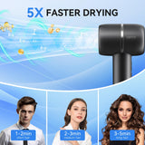 Hair Dryer, High Speed Hair Dryer,160000RPM Professional Blow Dryer 500 Millions Negative Ionic Care Fast Drying Ionic Blow Dryer, Thermo-Control Low Noise with Magnetic Nozzle & Diffuser, Black