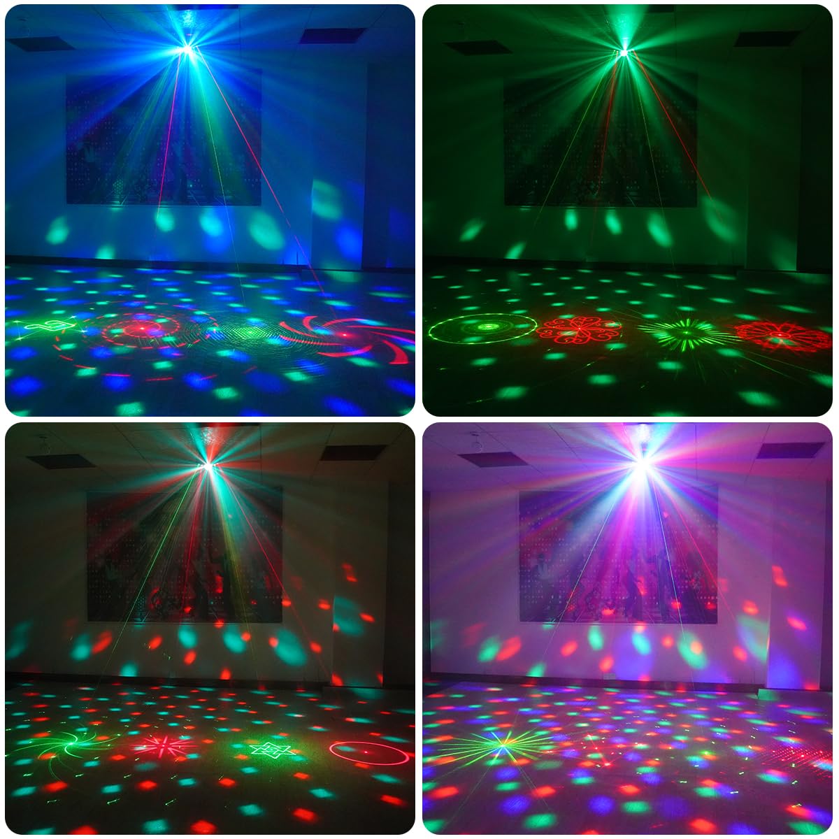 LAUCNPTY DJ Disco Ball Party Lights with DMX512 and Sound Activated, LED Stage Lighting Show Strobe Light for Parties Indoor Dance Wedding Karaoke Bar KTV Club Christmas Halloween Music Rave Lamp