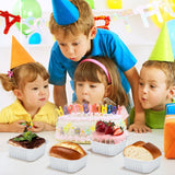 60 Pack 10oz Mini Disposable Cake Pans with Lids, Aluminum Foil Square Baking Cups, 4.4x4.4 Large Baking Cake Tins Cup Cake Containers with Lids for Thanksgiving Christmas Individual Cakes