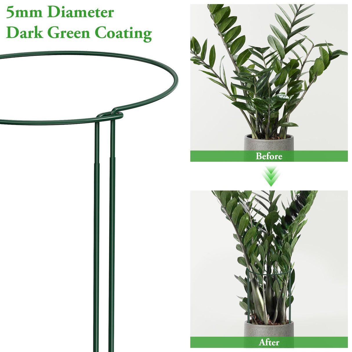 Unves 6 Pack Peony Cage, 32" x 13" Half Round Metal Plant Support Stakes
