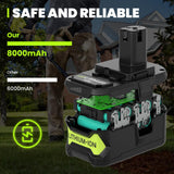 2 Packs 8.0Ah 18 Volt High Capacity Replacement for Ryobi 18V Battery 8000mAh, Compatible with Ryobi 18 Volt Lithium ion Battery P108 P107 P105 P104 P103 P102 Cordless Power Battery Tools (Yellow)