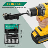 GRENPRO 19 Pcs Flexible Drill Bit Extension Kit, Includes 2 Pcs 105° Right Angle Drill Attachment, 3 Pcs Rotatable Socket Adapter, 10+2 Pcs Screwdriver Bits & Bendable Extension for Tight Spaces