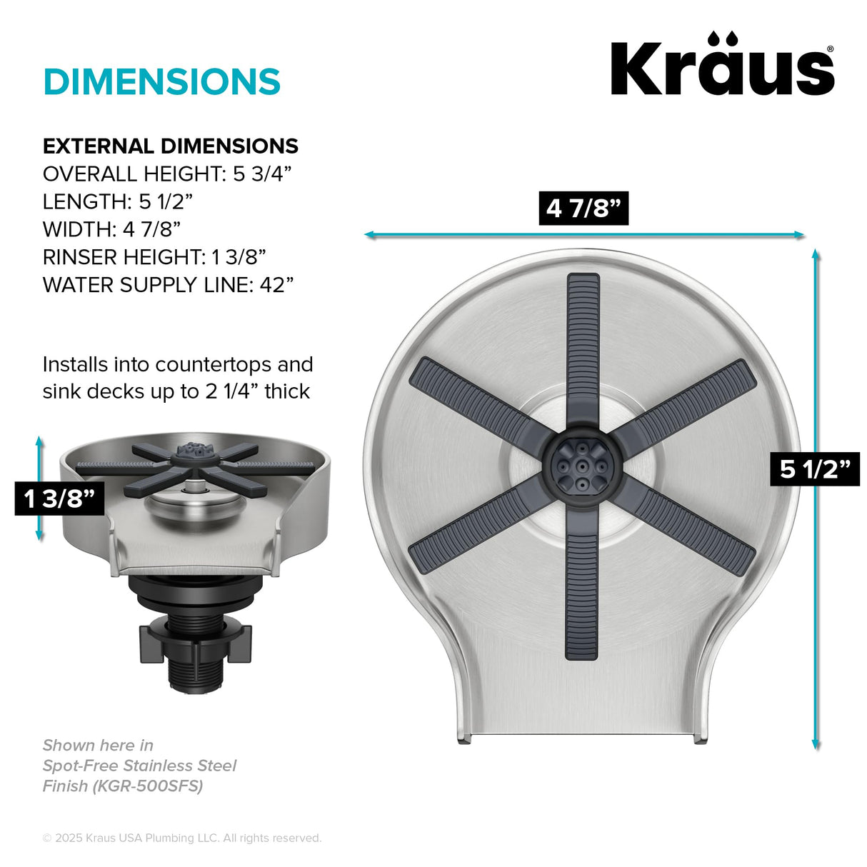 KRAUS CleanMate Glass Rinser for Kitchen Sink in Matte Black Color Finish, KGR-500MB