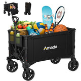 120L Wagons Carts Foldable, Collapsible Wagon Cart with 220 lbs Max Load and Expandable Storage, Heavy-Duty Foldable Wagon Cart with Wheels for Groceries, Shopping, Sport, Beach, Garden and Camping