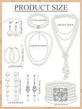 BBTO 8 Pcs Pearl Necklace and Earring Set for Women Faux Pearl Bracelet Costume Jewelry Set for Wedding Bridal Shower Party(Classic Style)