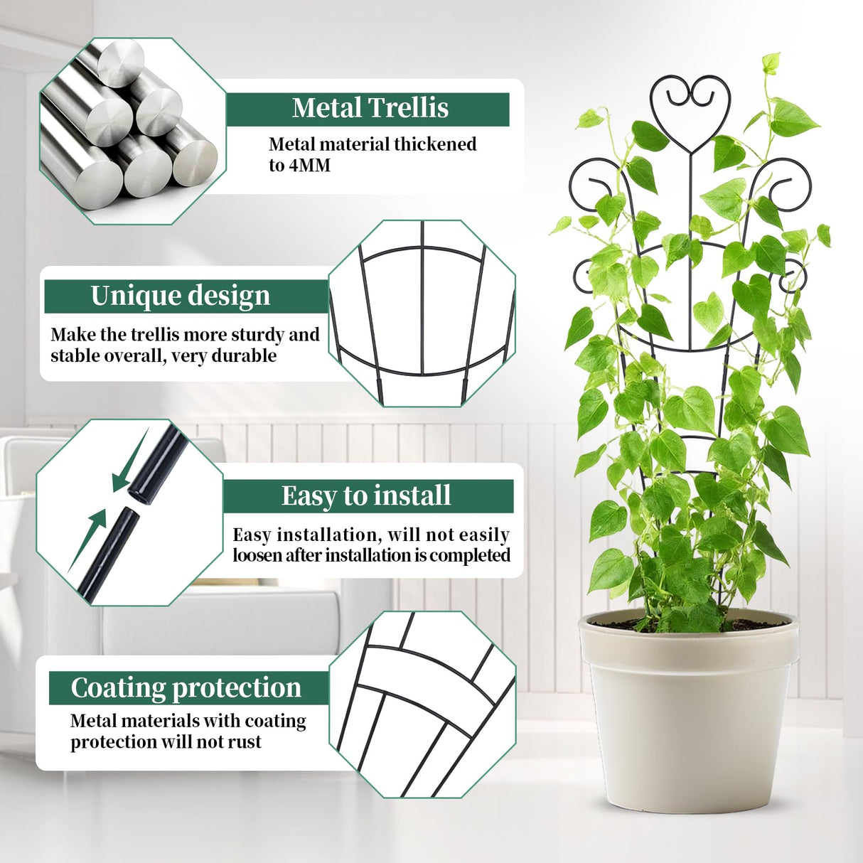 2 Pack 30'' Large Metal Plant Trellis for Climbing Plants