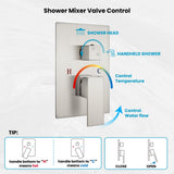 gotonovo Rainfall Bathroom Shower System Rain Shower Head and Handle Set Wall Mounted Shower Complete Combo Solid Brass Pressure Balancing Shower Mixer Valve 16 Inch Brushed Nickel