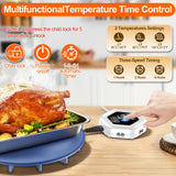 Upgrade Food Warming Mat,6-in-1 Silicone Warming Mat for Food-Fast Heating Electric Warming Tray with 3 Timer & Temp Settings,Portable Food Warmer for Parties Buffet,Raised Feet Protects Table (Blue)