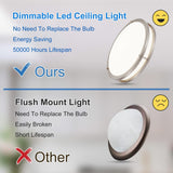 DLLT Flush Mount LED Ceiling Light: 13 Inch 5CCT (3000K-6000K) & Dimmable Ceiling Light Fixtures for Bedroom Hallway - 24W Modern Brushed Nickel Super Bright Kitchen Lighting Fixtures Ceiling