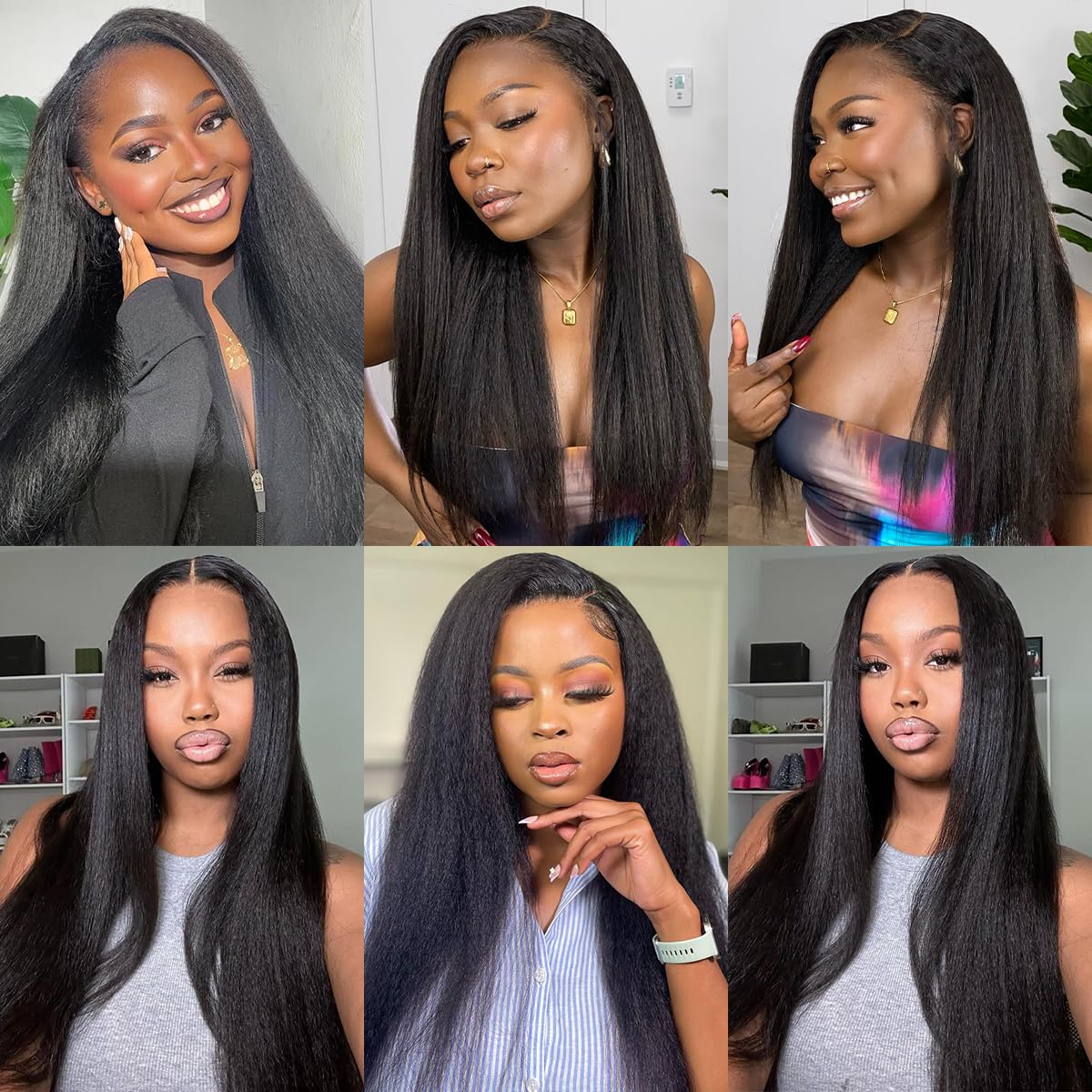 Kinky Straight Bundles 18 20 22 Inch Yaki Straight Bundles Human hair 12A 100% Unprocessed Brazilian Human Hair Kinkystraight Human Hair Natural Black For Black Women