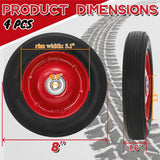 Acshio 8 Inch Solid Rubber Tires with 1/2-Inch Bore Axle Hole, 4 Pack