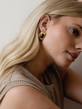 House Of Hunter Brown Sienna Stone Gold Statement Earrings