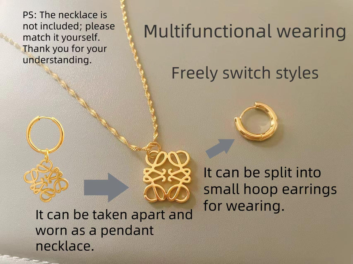 Luxury 14K gold-plated geometric openwork earrings, designer hoop gold earrings, high-end vintage hypoallergenic fashion jewelry.