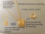 Luxury 14K gold-plated geometric openwork earrings, designer hoop gold earrings, high-end vintage hypoallergenic fashion jewelry.