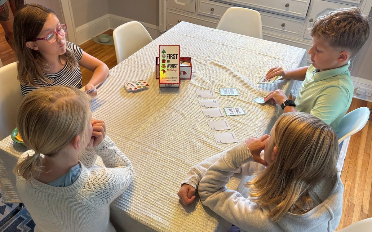 FIRST TO WORST Holiday Edition Party Game - A Festive Card Game About How Your Friends & Family Rank Things - Perfect for White Elephant Gifts, Stocking Stuffers and Board Games with Friends
