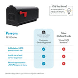Architectural Mailboxes Parsons™ Rust-Proof Plastic Post Mounted Mail Box for Outside, Black, Medium Curbside Mailbox, USPS Approved for Residential Delivery