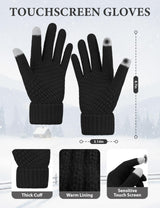 LOROME Winter Beanie Hat Scarf Gloves Set with Ear Muffs Warmer for Women
