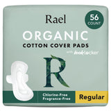 Rael Organic Cotton Cover Pads - Regular Absorbency, Unscented, Ultra Thin Pads with Wings for Women (56 Total)