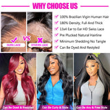 GIVHAP 28 Inch Straight Lace Front Wigs Human Hair Pre-Plucked 180% Density Glueless 13x4 HD Lace Frontal Wigs Human Hair Natural Hairline Brazilian Virgin Hair for Black Women with Baby Hair
