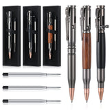 Crtiin 3 Sets Bolt Bullet Pens for Men Bullet Pen for Collector Lover with Gift Box and Black Ink Refills Christmas Thanksgiving Party Gifts(Wood Gray Black)