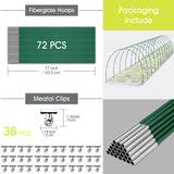 RIFNY 72 PCS Garden Hoops for Raised Beds, Greenhouse Hoops for Row Cover