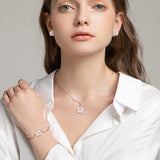 EleQueen 3Pcs Rose Flower White Rose Gold Plated Child Jewelry Set