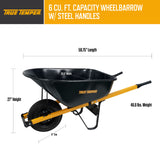 True Temper Wheelbarrow with Pneumatic Tire and Steel Handles, 6 Cu. Ft