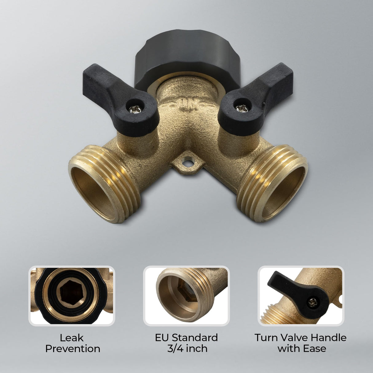 Vancoco Garden Hose Splitter - 2 Way Hose Splitte rwith On/Off Valves, 3/4 inch Garden Hose Connector and Y Splitter, Adapter for Garden Tap, Outdoor Outlet ＆ Spigot