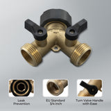 Vancoco Garden Hose Splitter - 2 Way Hose Splitte rwith On/Off Valves, 3/4 inch Garden Hose Connector and Y Splitter, Adapter for Garden Tap, Outdoor Outlet ＆ Spigot