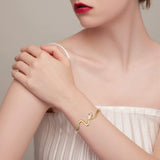 BISAER Original Open Bangle Bracelets for Women, Snake Bracelet Adjustable Chunky Gold Bracelet Snake Jewelry Gifts