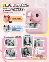 JOYJAM Kids Camera Instant Print, Upgrade Dual-Lens Selfie Digital Camera for Kids, HD 1080P, Christmas Birthday Gifts Toys for Girls Age 3-12, Toddler Portable Toy with SD Card 3 Rolls Print Paper
