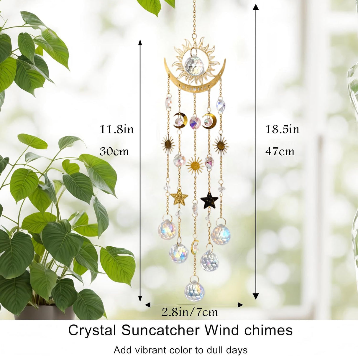 OneraOner Sun and Moon Crystal Prism Suncatcher for Window Hanging
