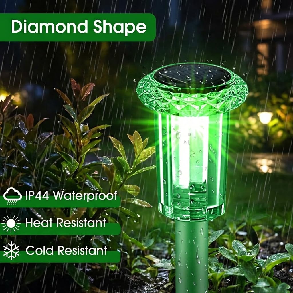 Eyrosa Solar Outdoor Lights, St Patricks Day 10 Pack Solar Pathway Lights Outdoor Waterproof, Stainless Steel Stake Lighting for Garden Yard Path Walkway Driveway Patio Lawn Outside Décor,Green