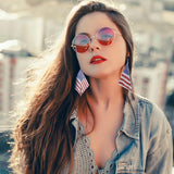 4th of July American Flag Dangle Earrings for Women Patriotic Jewelry