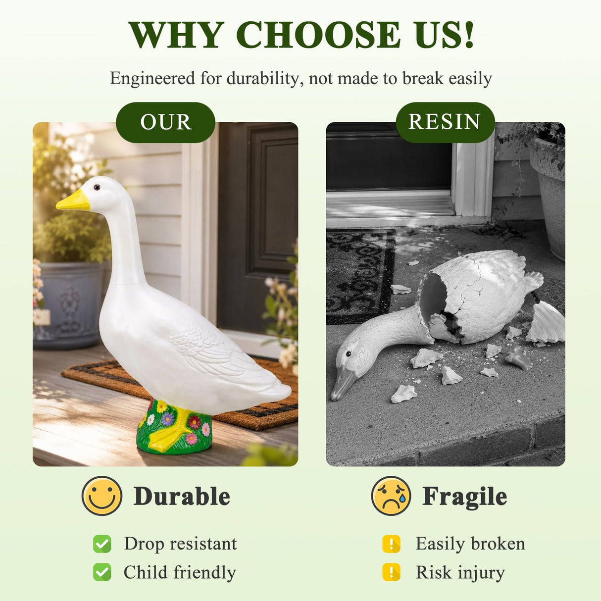 Hofriyo 23 Inch Large Porch Goose Statue - PE Plastic Outdoor Goose Decor for Lawn, Yard, & Garden Decoration, Unique Housewarming Birthday Graduation Gifts for Women Mom Grandma
