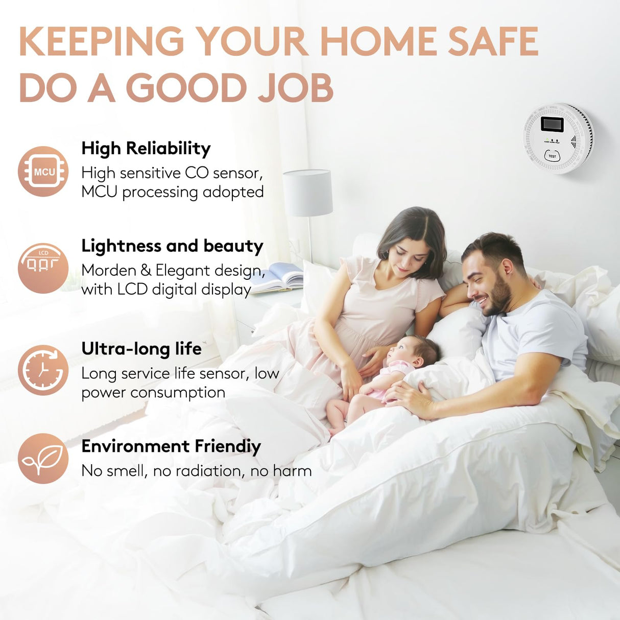 2 Packs, 2 in 1 CO & Smoke Detectors,Carbon Monoxide Detectors,Smoke Detector Battery Powered,（Include 3 * 1.5V AA Battery）,85 db Smoke Alarm,Fire Alarm,Easy Install,Portable