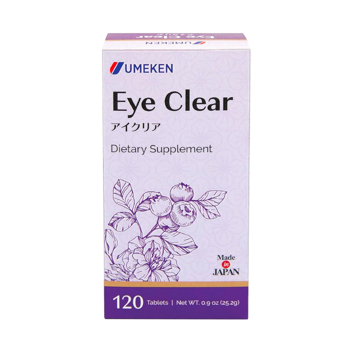 Umeken Eye Clear Dietary Supplement, Blueberry Extract, Lutein, Zeaxanthin, Ginkgo, Vision Supplements for Adults, Eye Vitamins, 2 Months Supply, 120 Tablets, Pack of 120