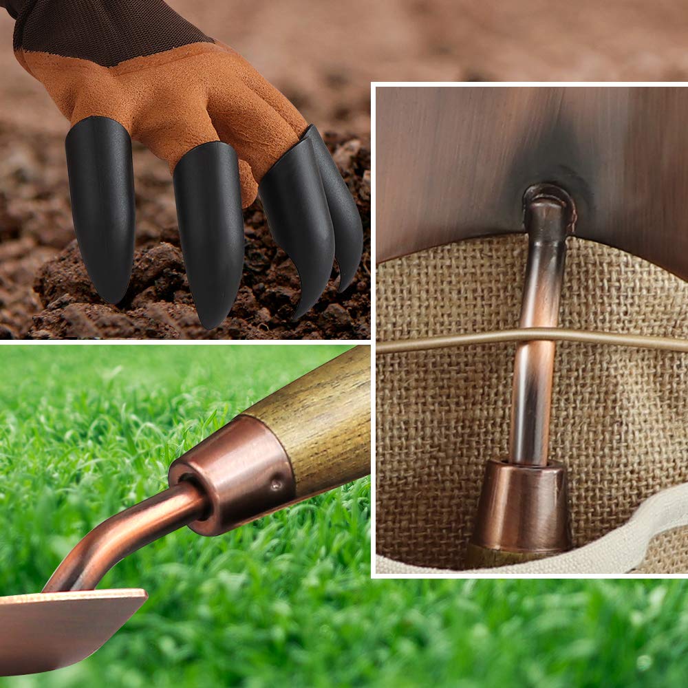 Megawodar 1 Gallon Galvanized Steel Watering Can with 3 Pcs of Garden Tools, 1 Pc of Pruning Shear, 1 Pair of Gardening Gloves，1 Pc of Garden Tools Organizer Tote